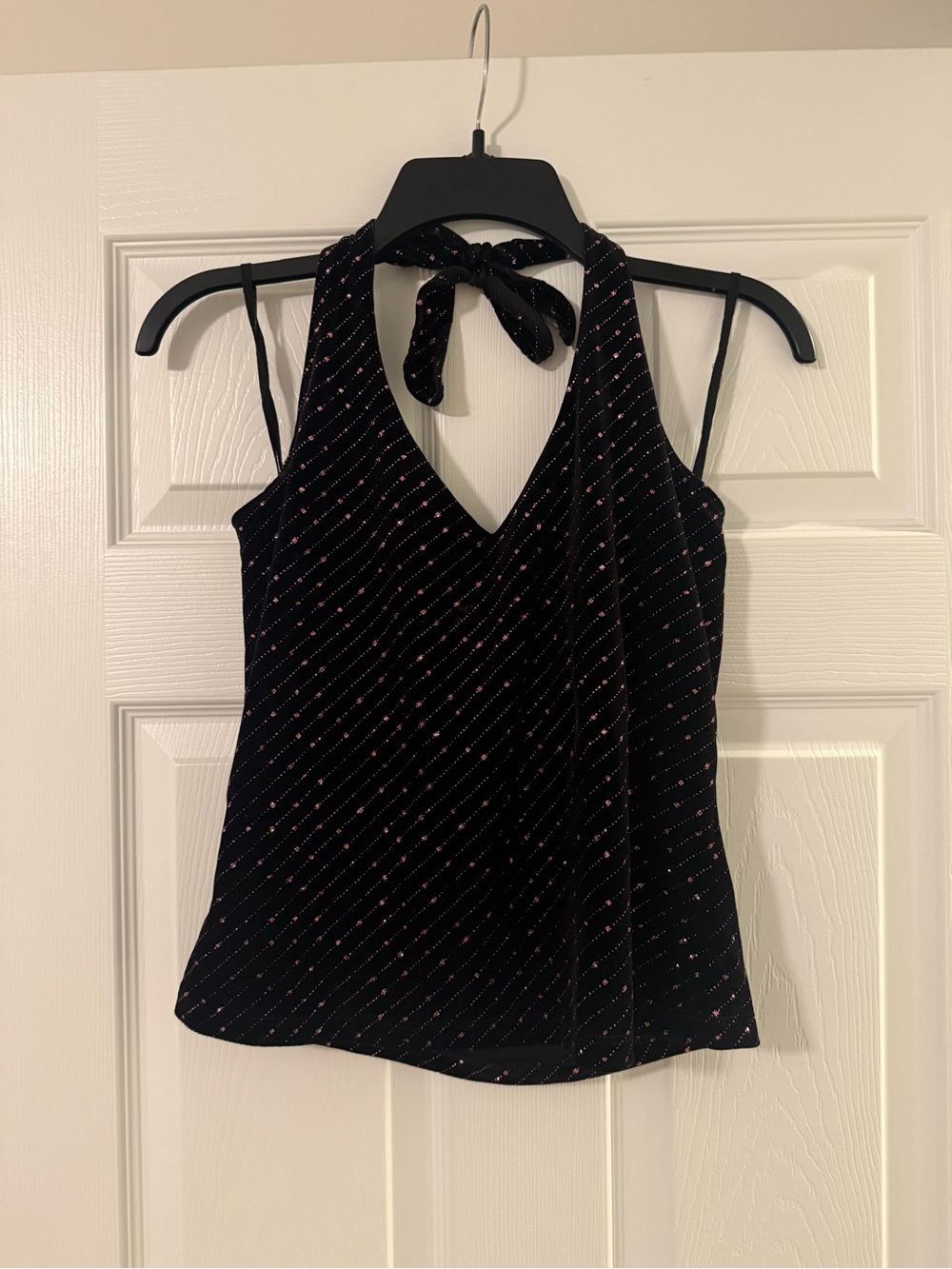 NWT Vintage Y2K Fashion Bug Velour Halter Top with Glitter Size Medium